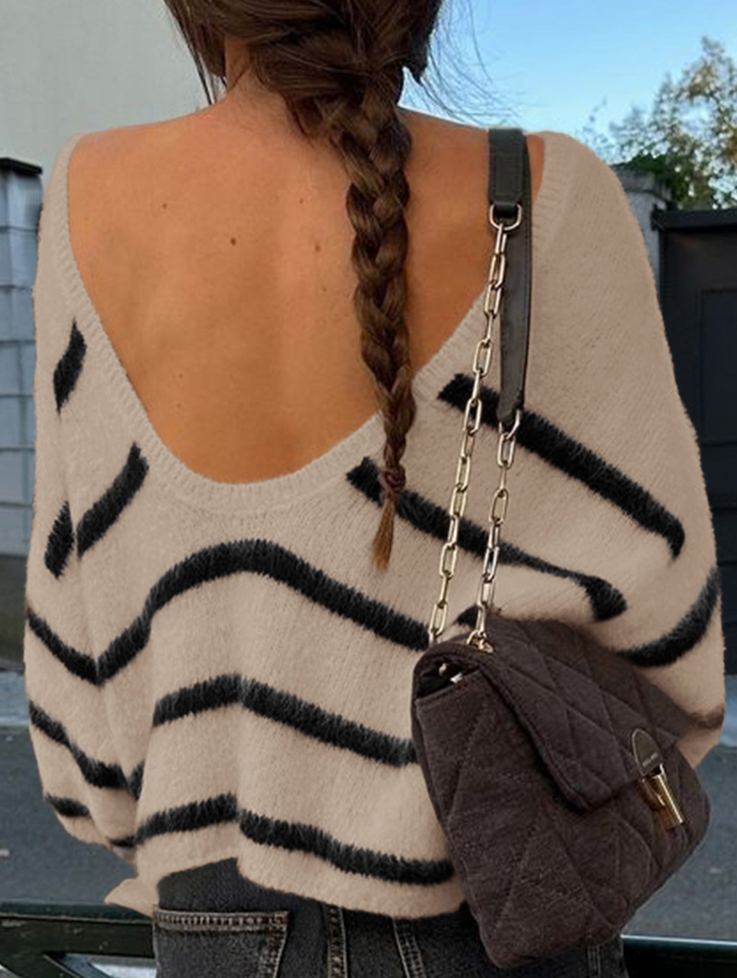 lazy-style striped crew neck sweater