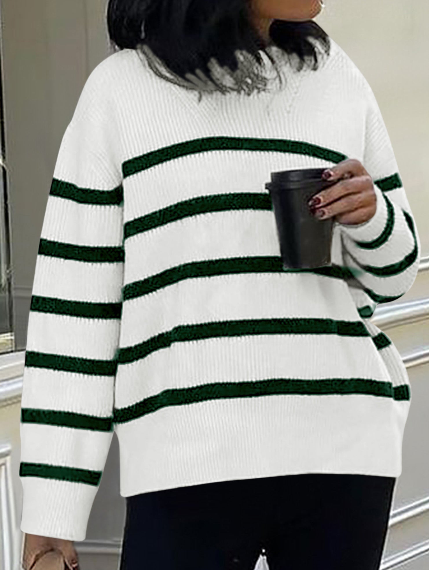 lazy-style striped crew neck sweater