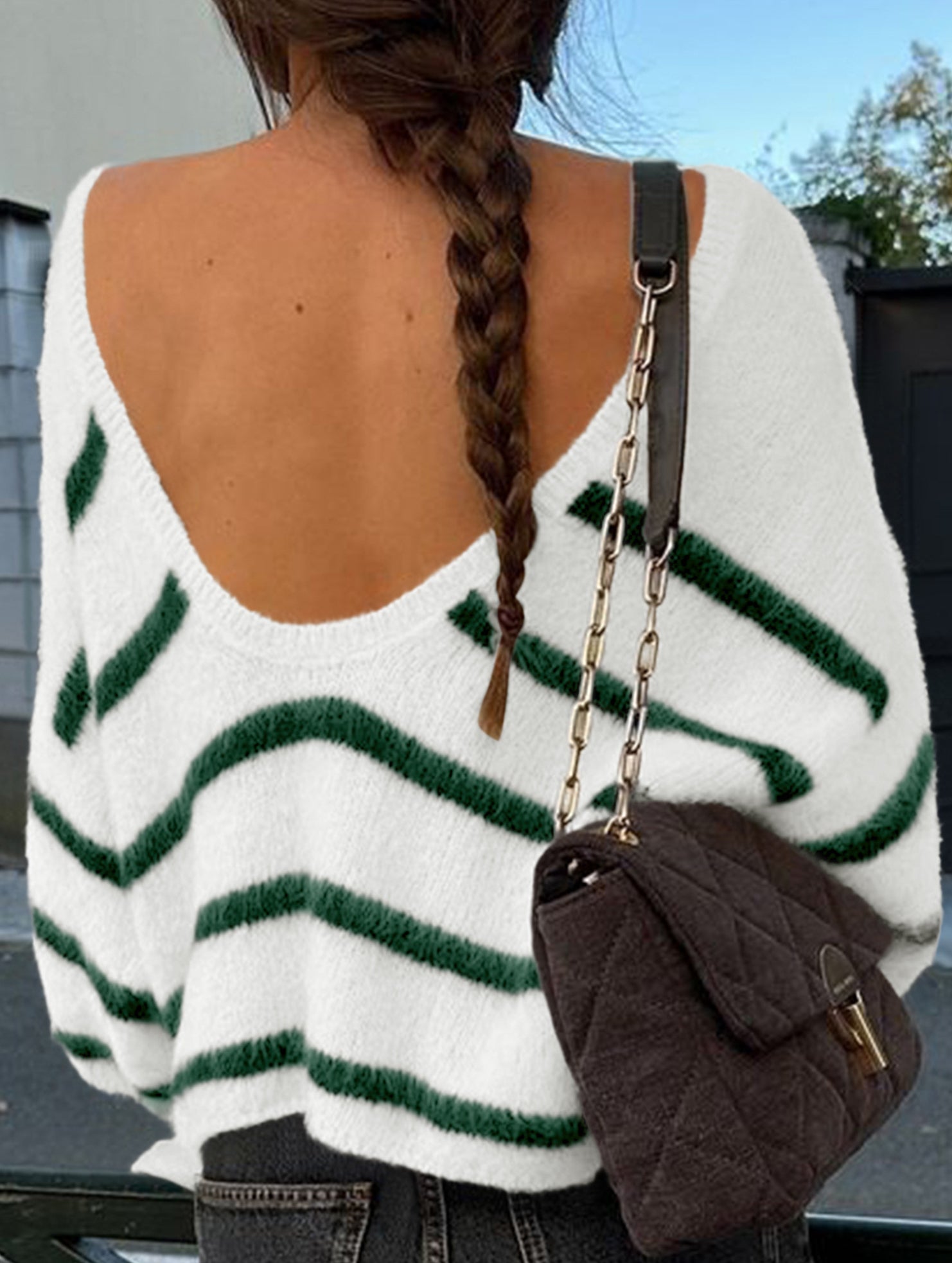 lazy-style striped crew neck sweater