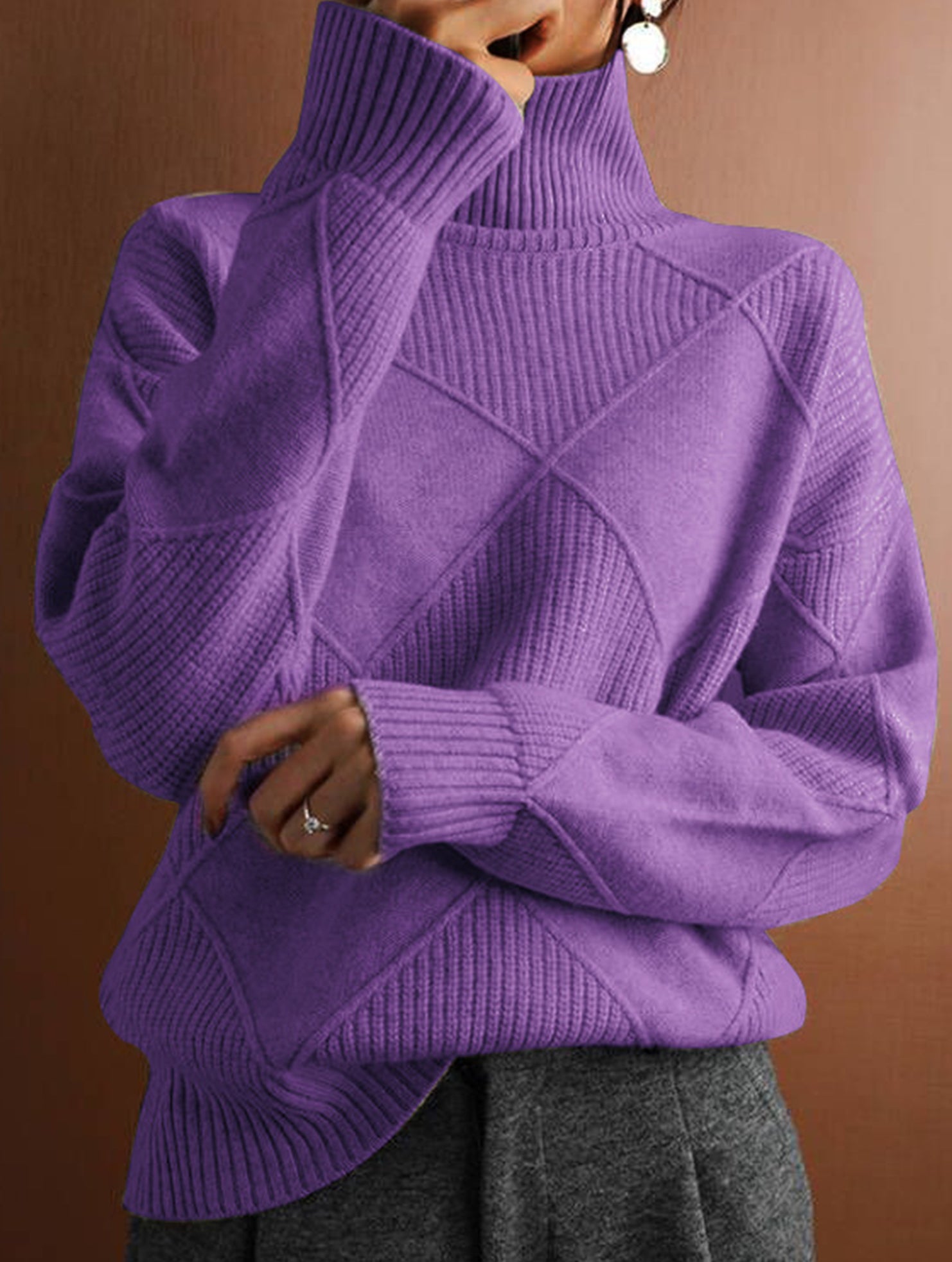 Versatile loose-fitting turtleneck warm sweater