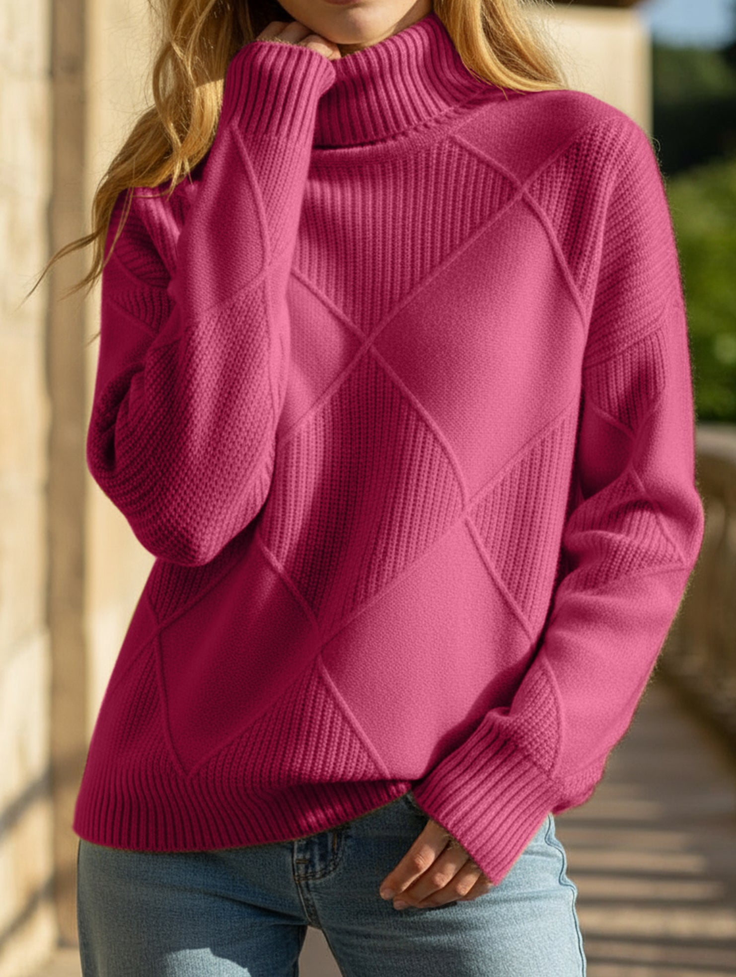 Versatile loose-fitting turtleneck warm sweater