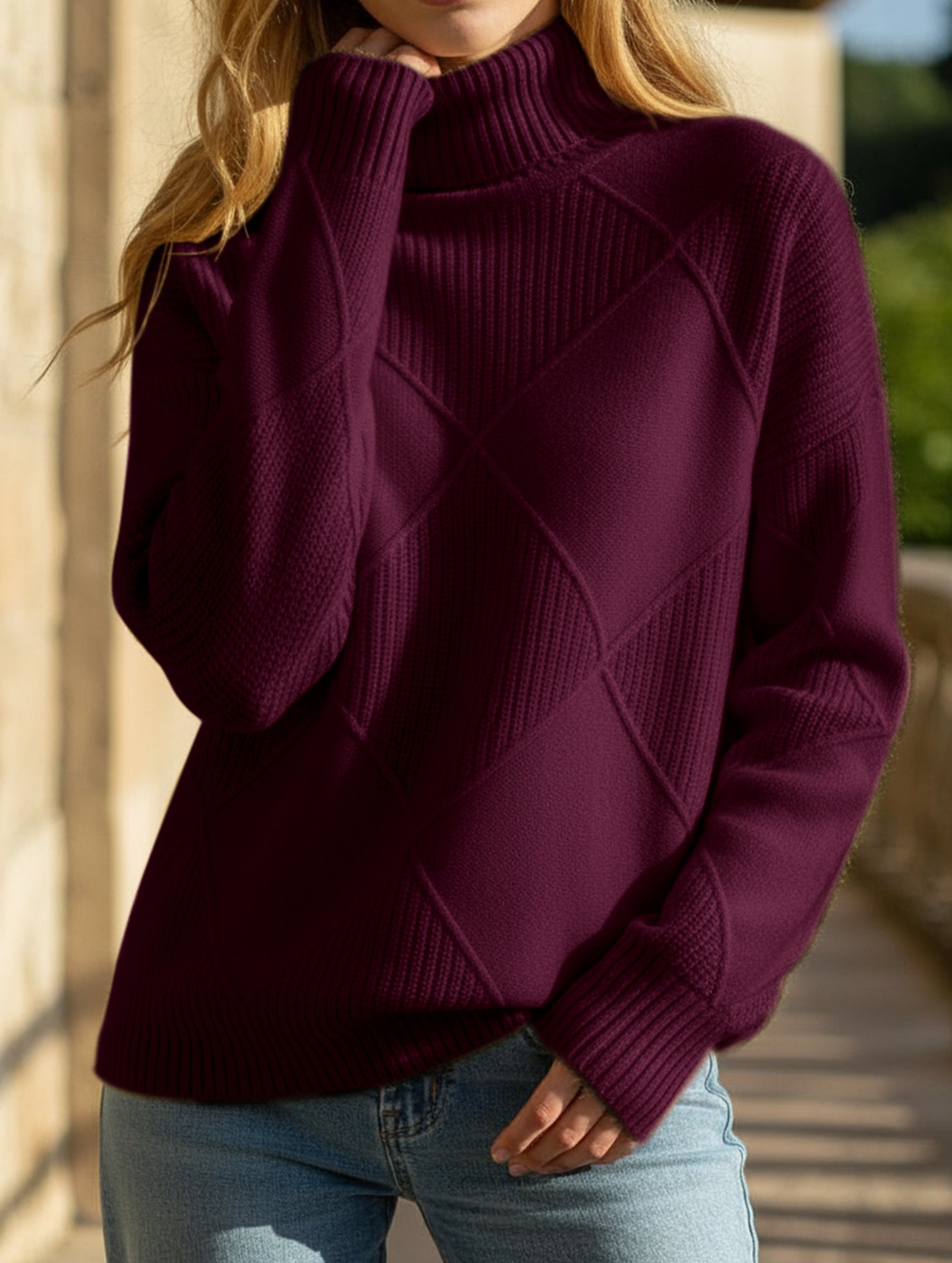 Versatile loose-fitting turtleneck warm sweater