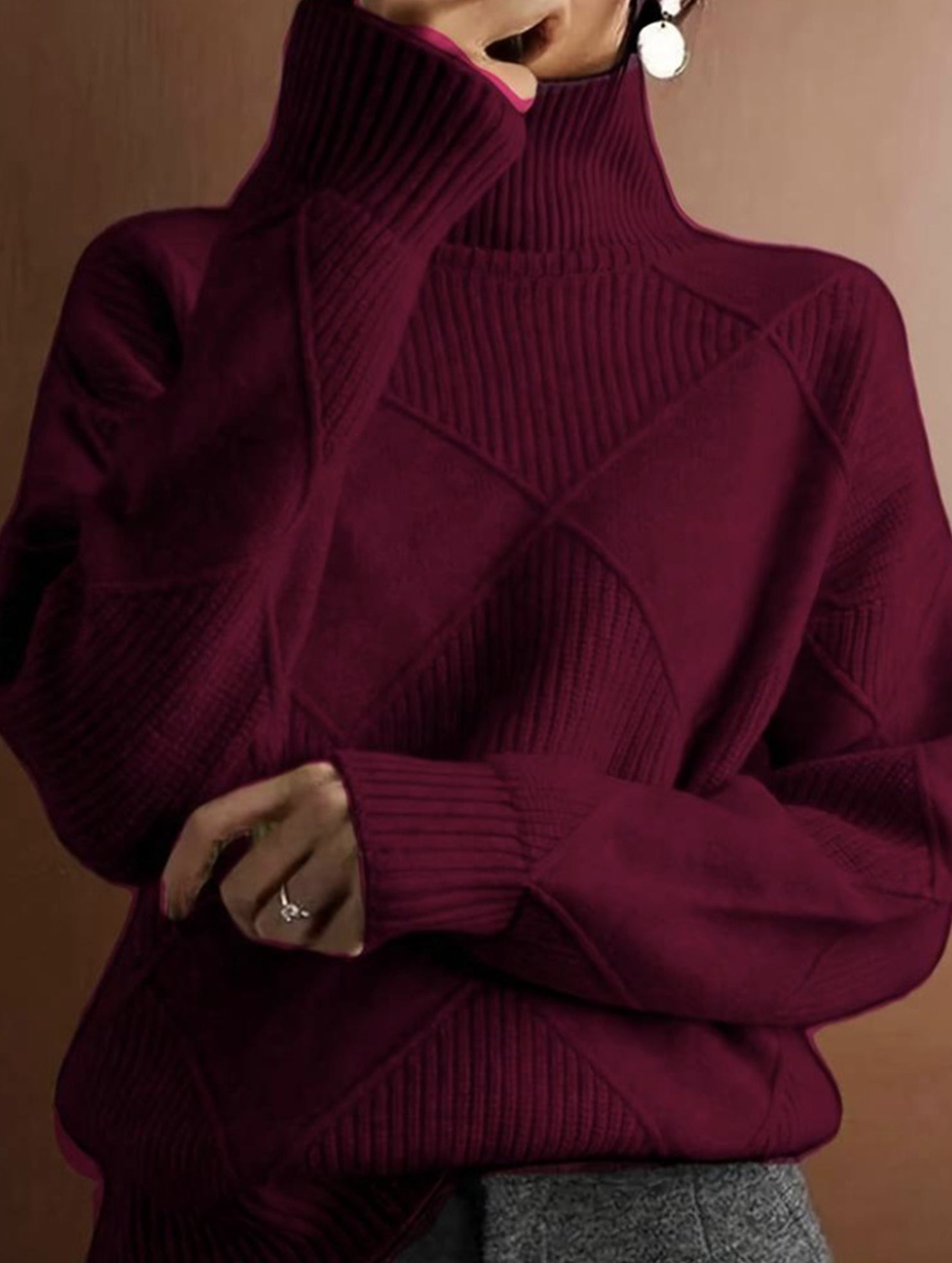 Versatile loose-fitting turtleneck warm sweater