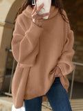 Plus-size loose solid color turtleneck knit sweater