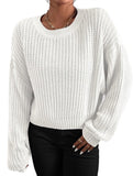 Casual short pullover crew neck knit sweater