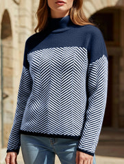 Striped warm and slimming sweater