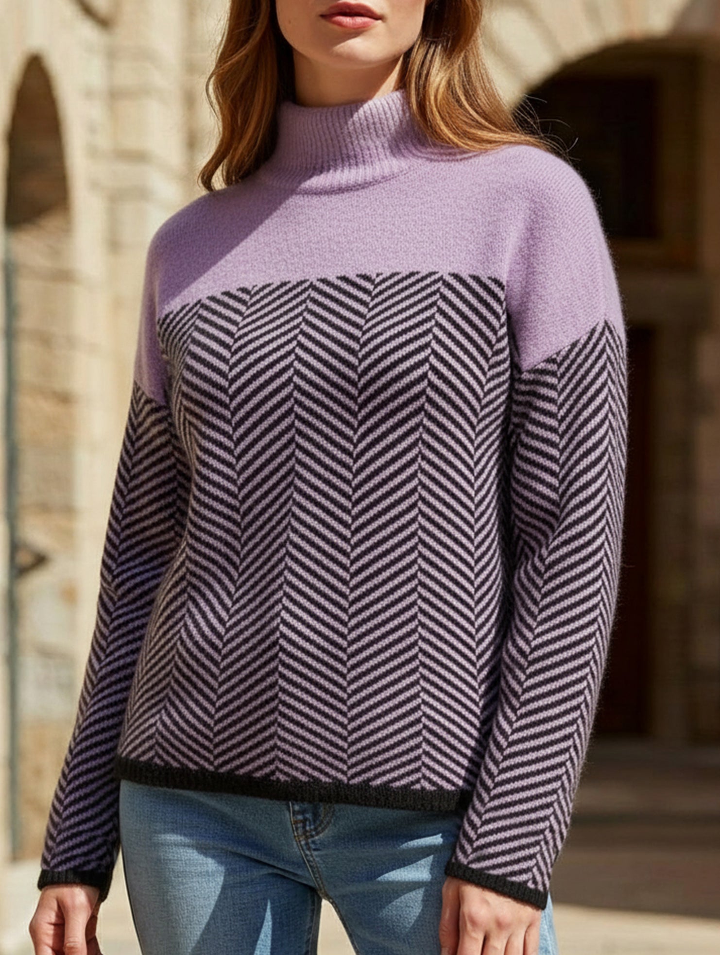 Striped warm and slimming sweater