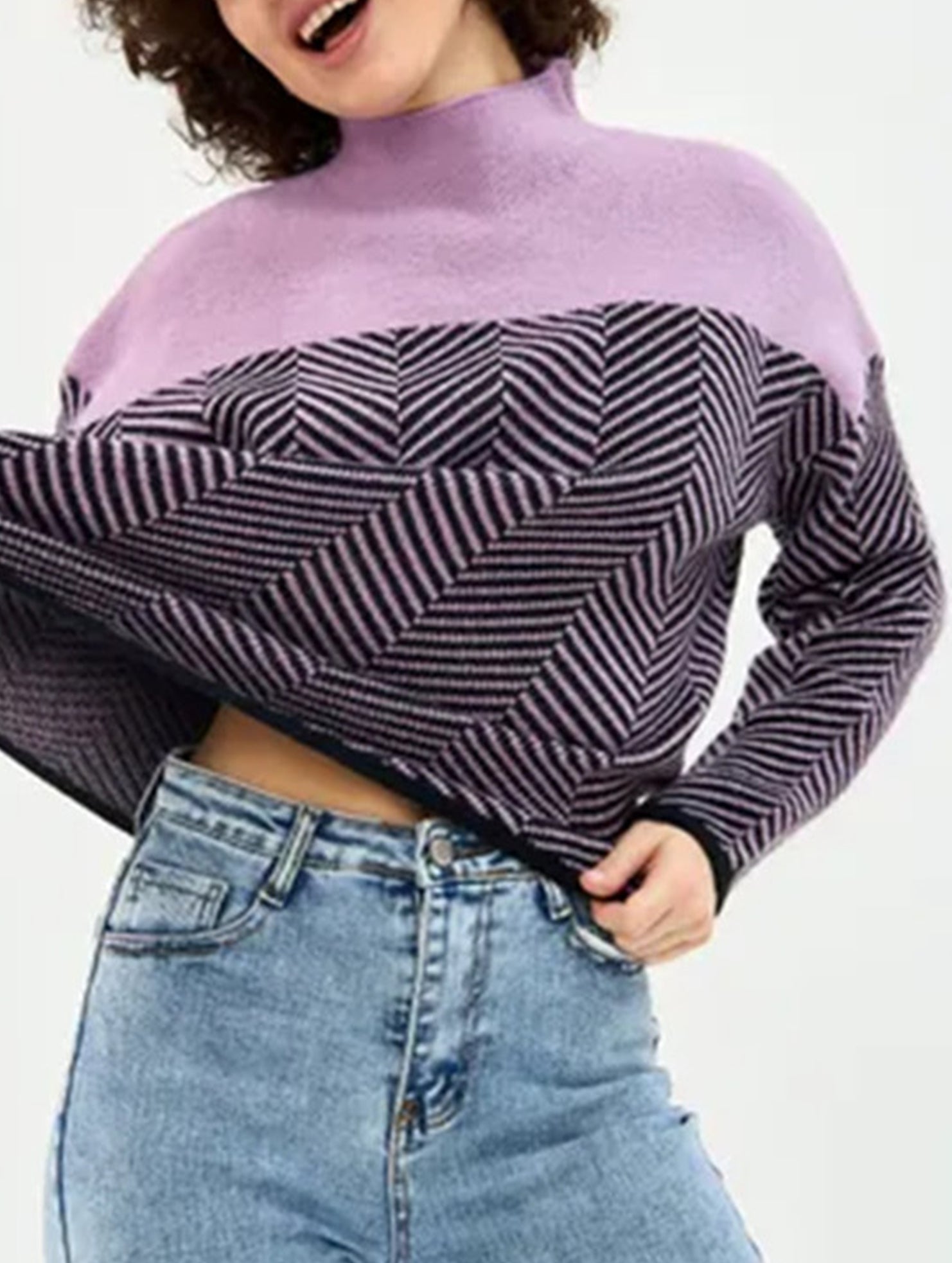 Striped warm and slimming sweater