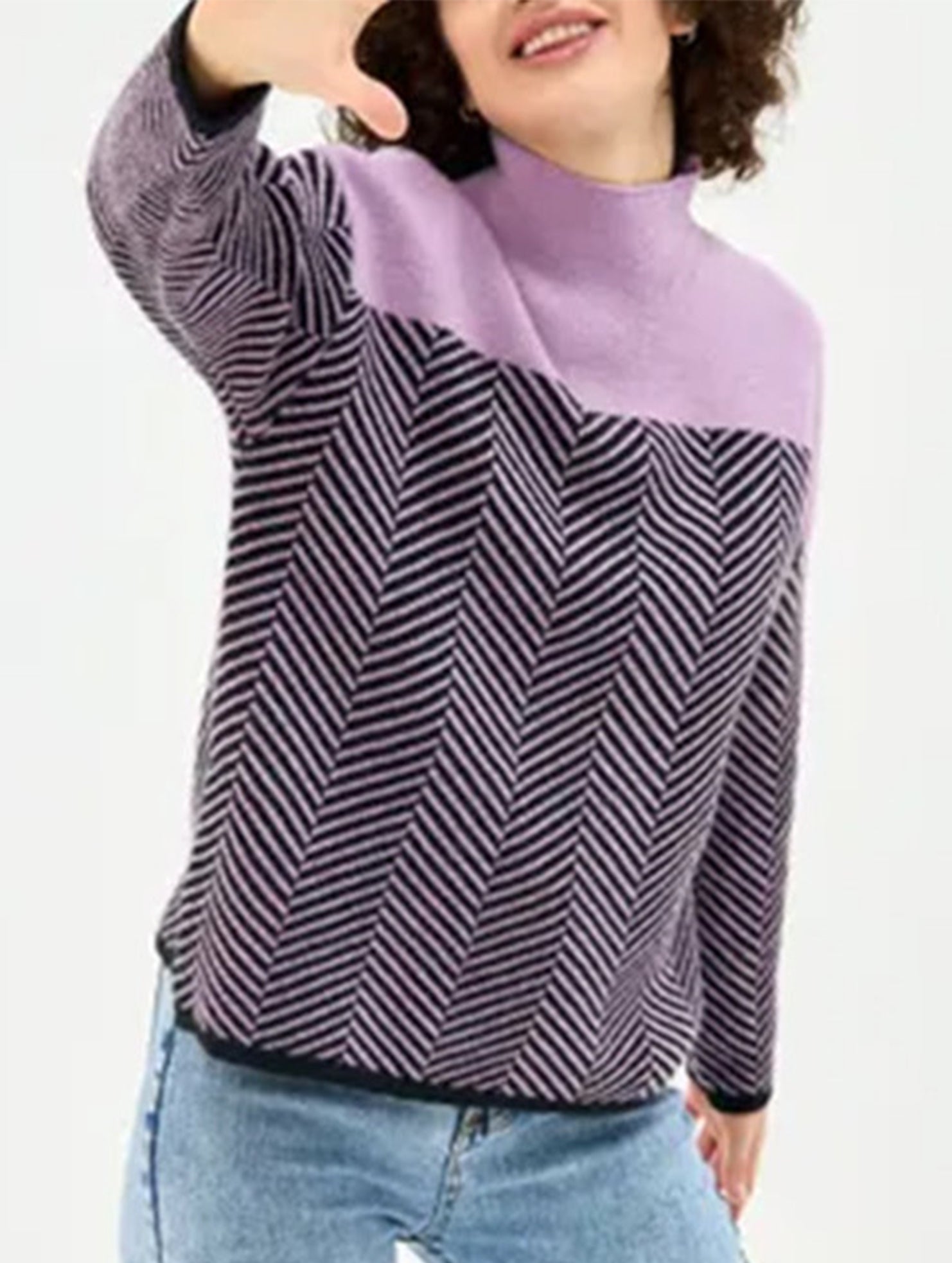 Striped warm and slimming sweater