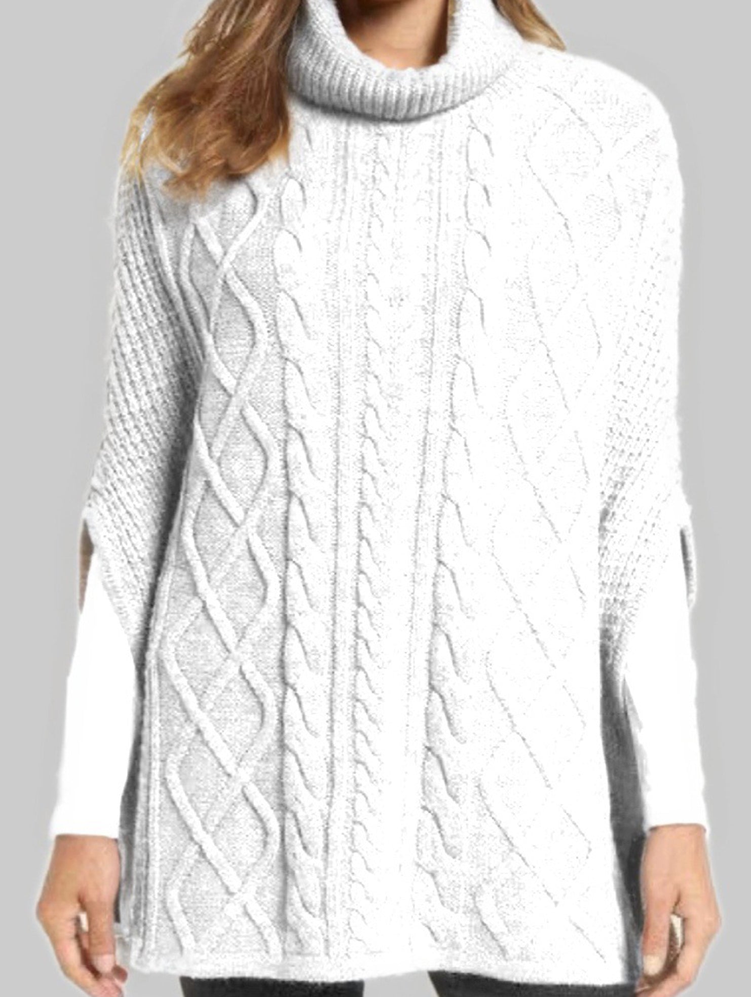 Loose-fitting turtleneck solid color sweater