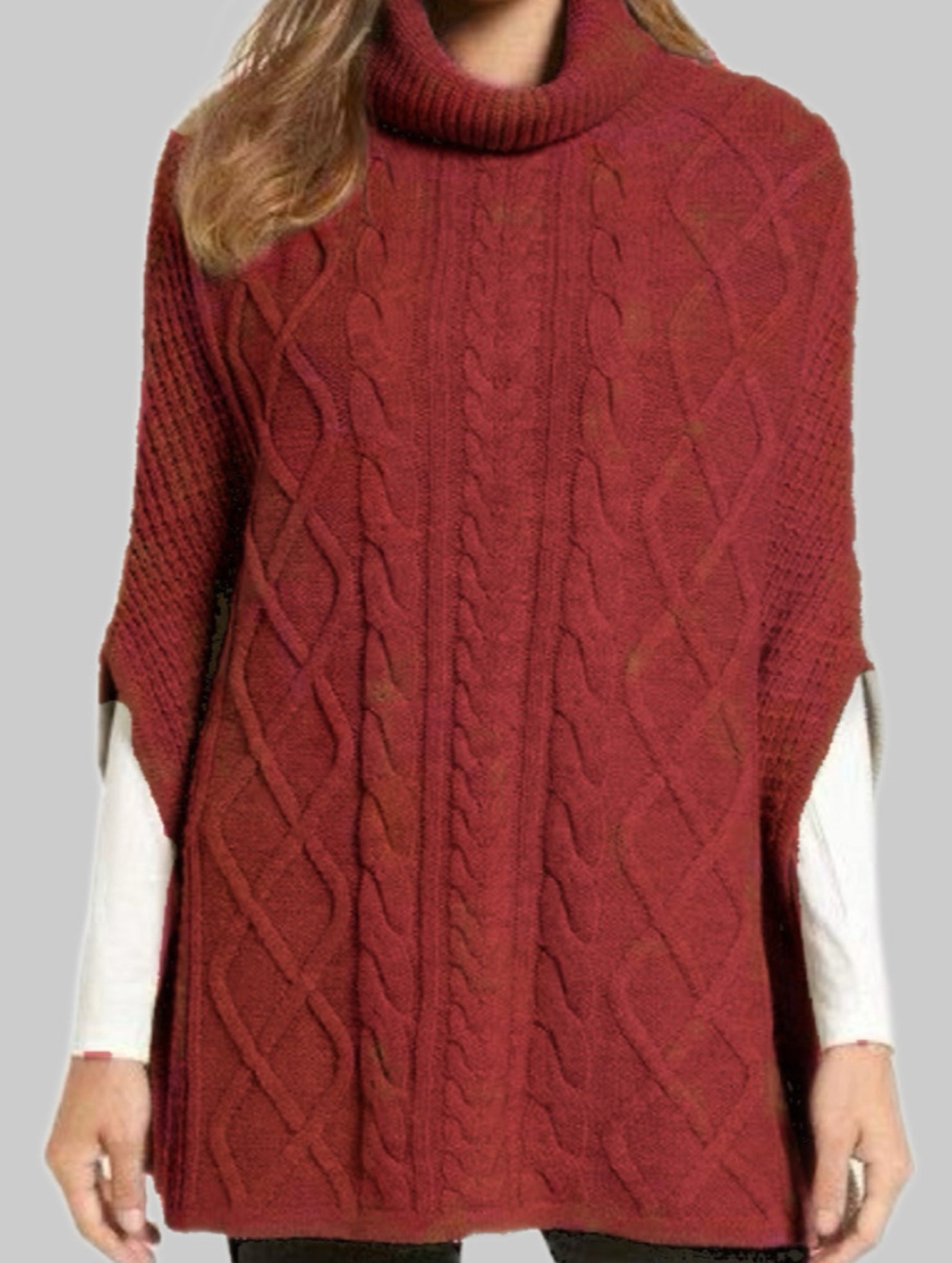 Loose-fitting turtleneck solid color sweater