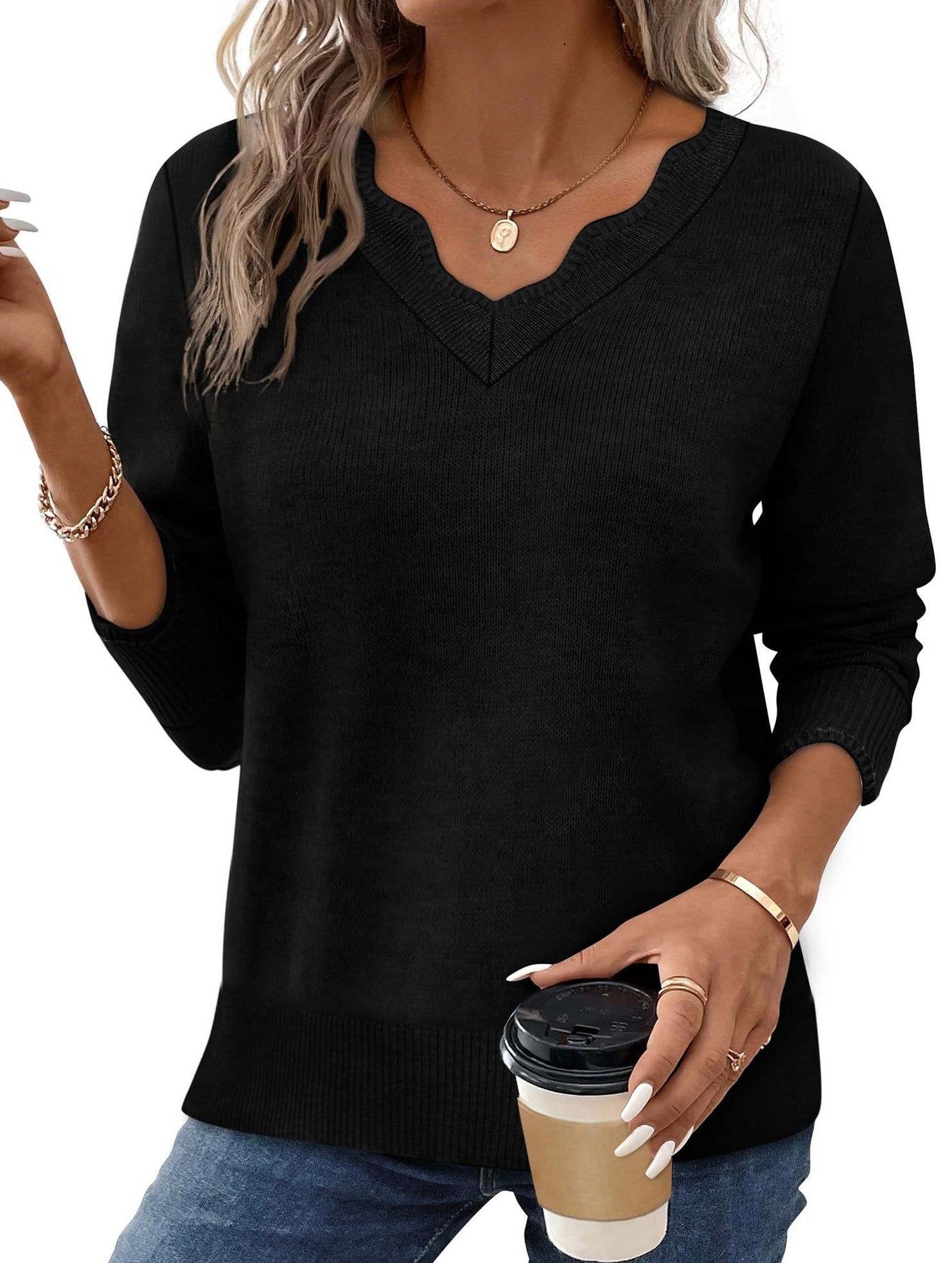 Solid color base layer knit sweater