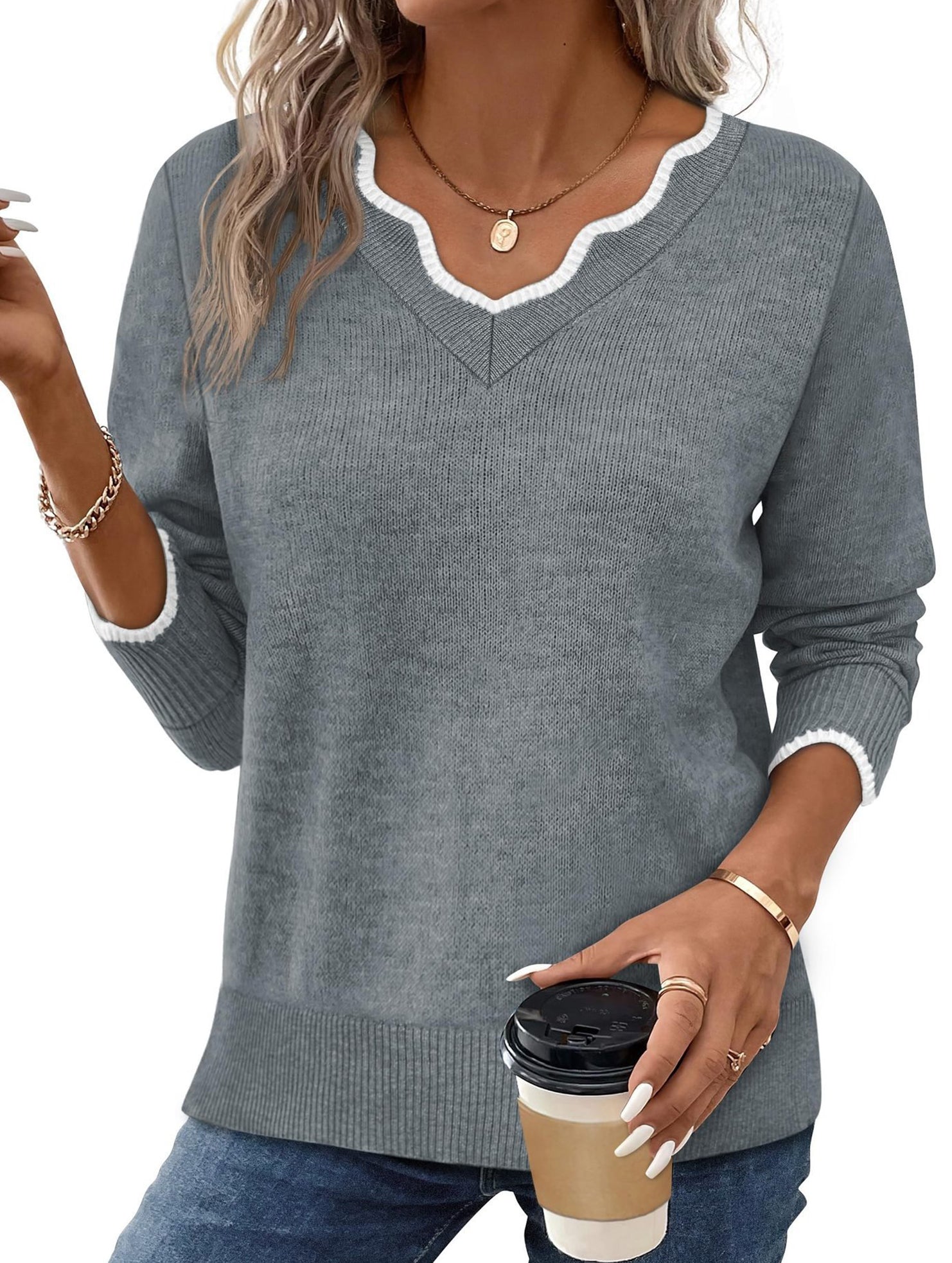 Solid color base layer knit sweater