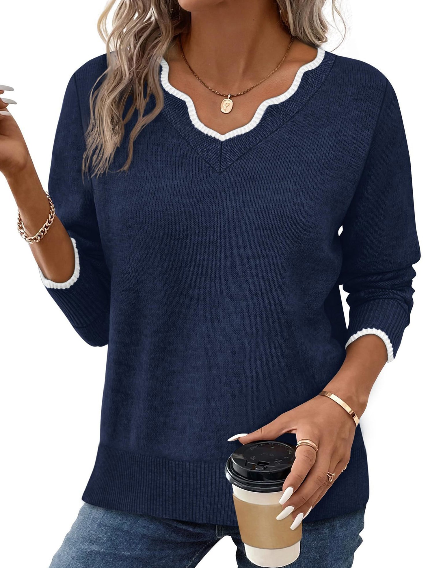 Solid color base layer knit sweater