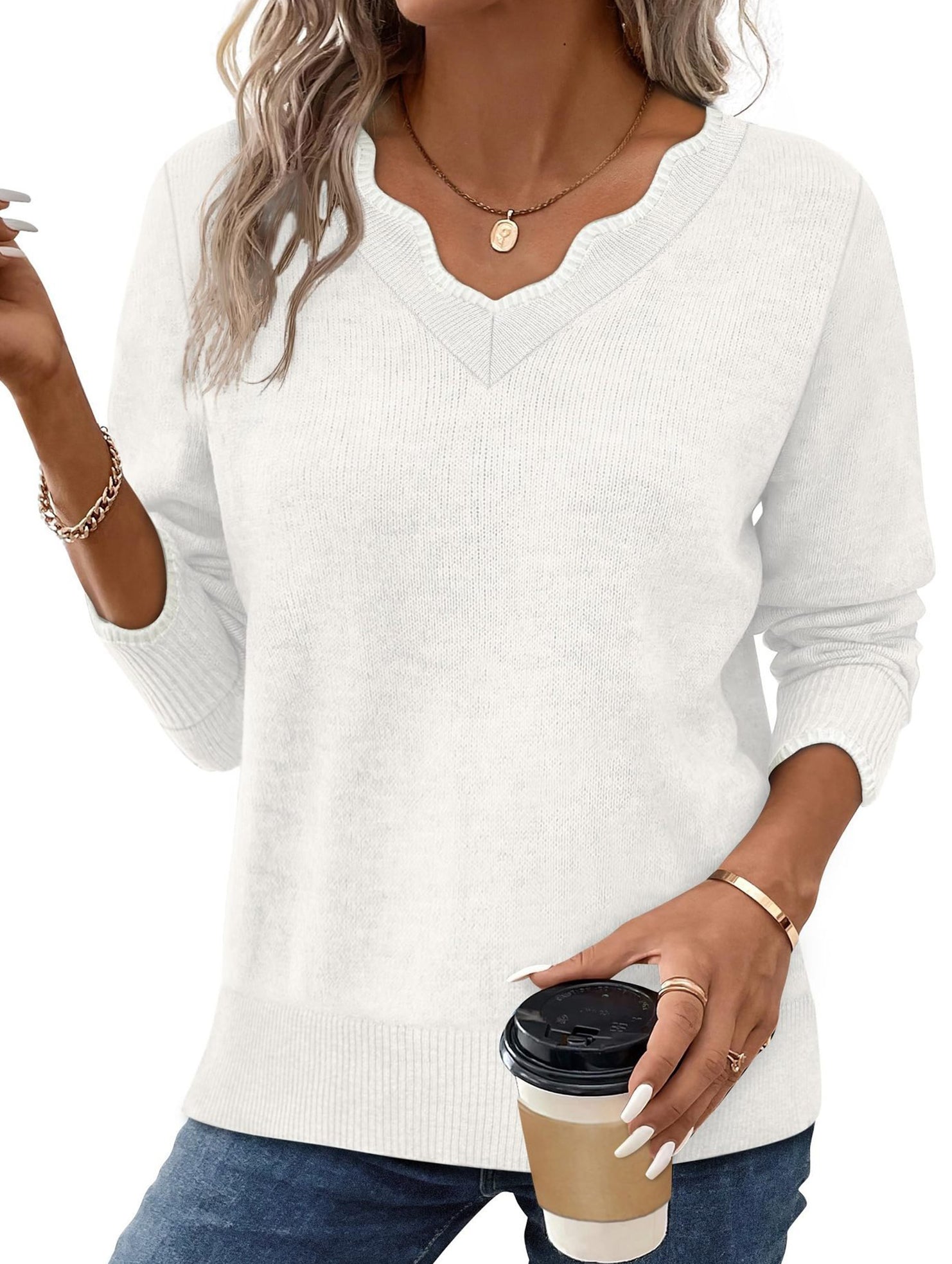 Solid color base layer knit sweater