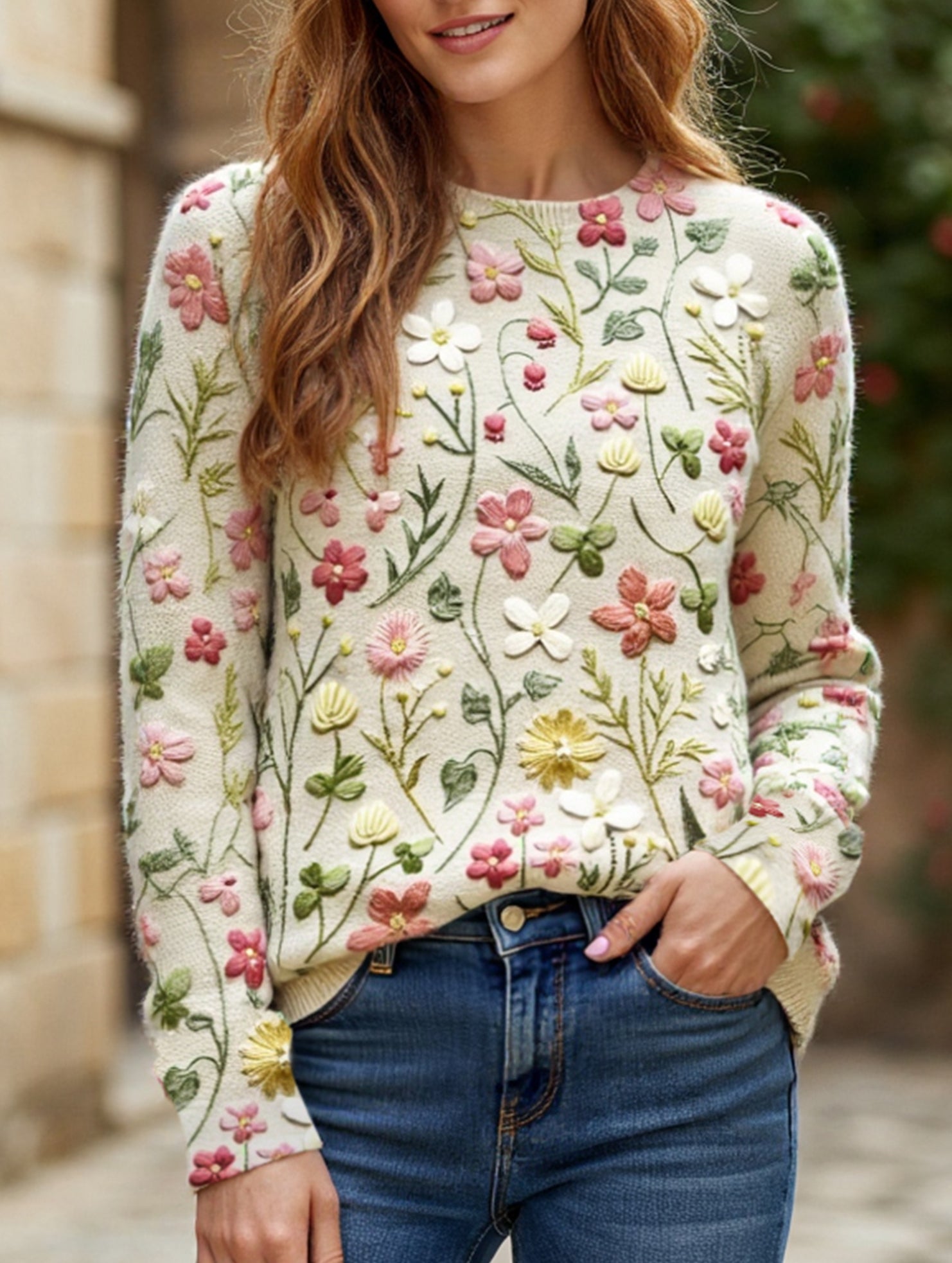 Casual loose long-sleeved knit sweater