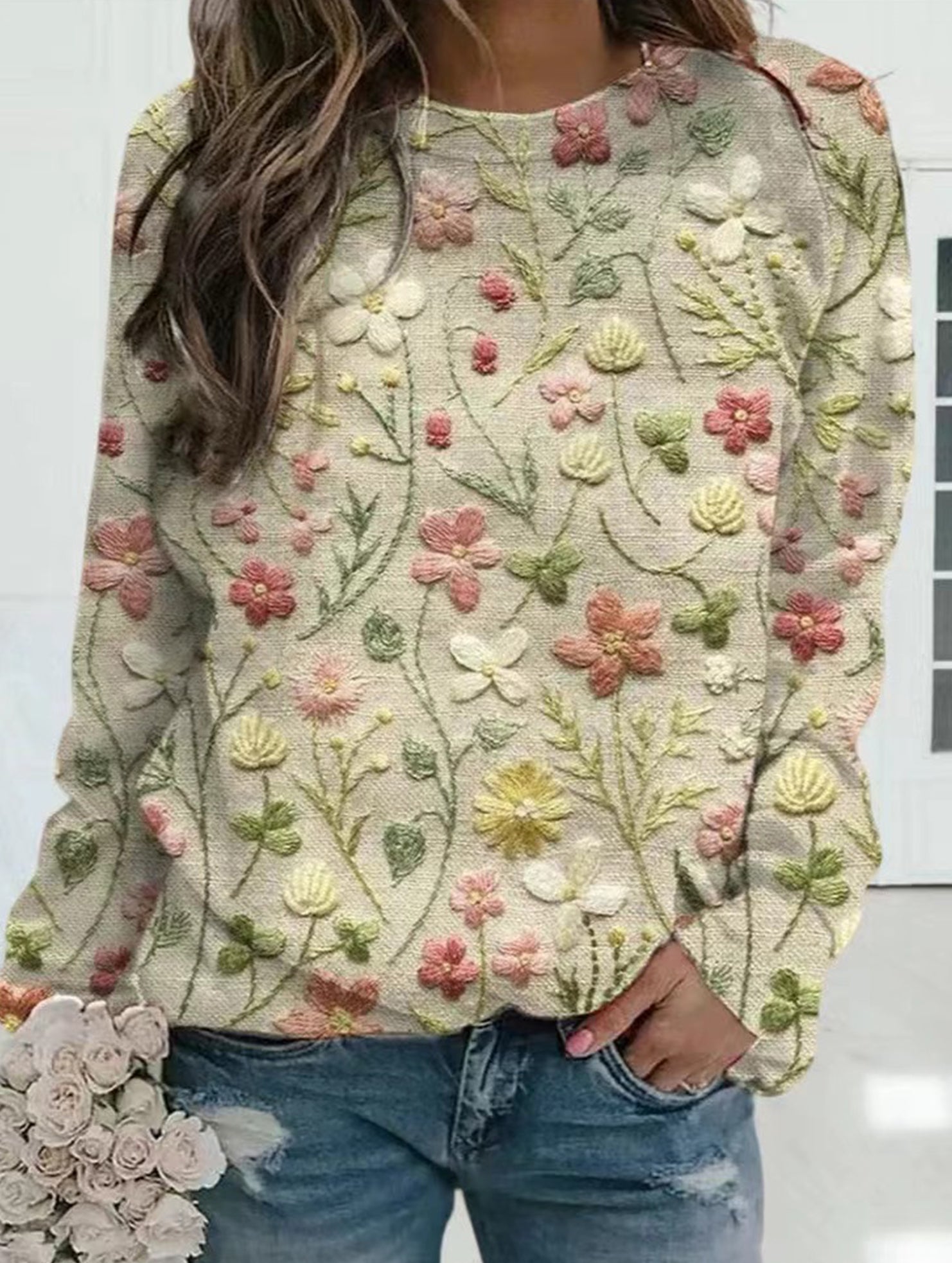 Casual loose long-sleeved knit sweater