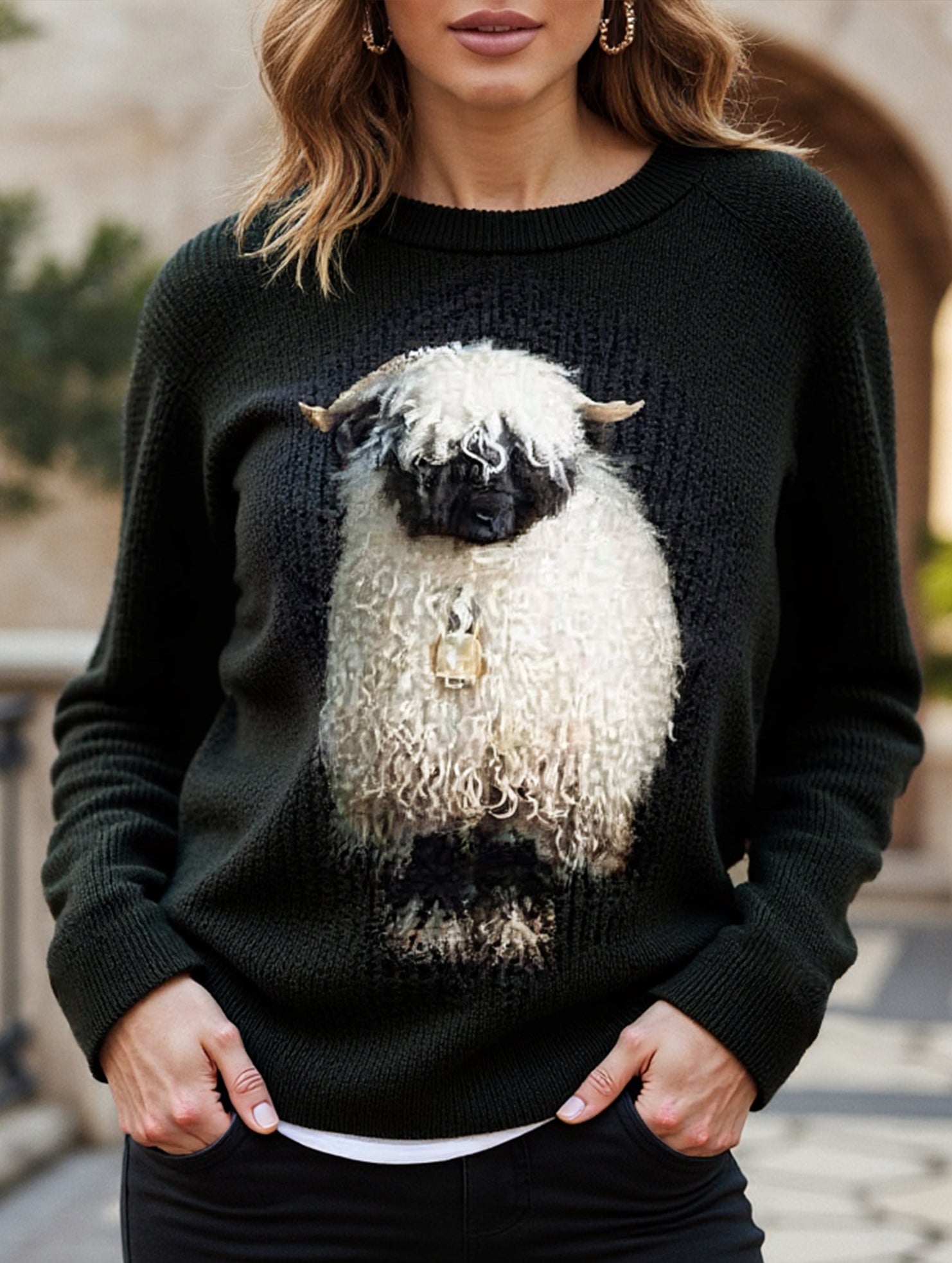 Casual loose long-sleeved knit sweater