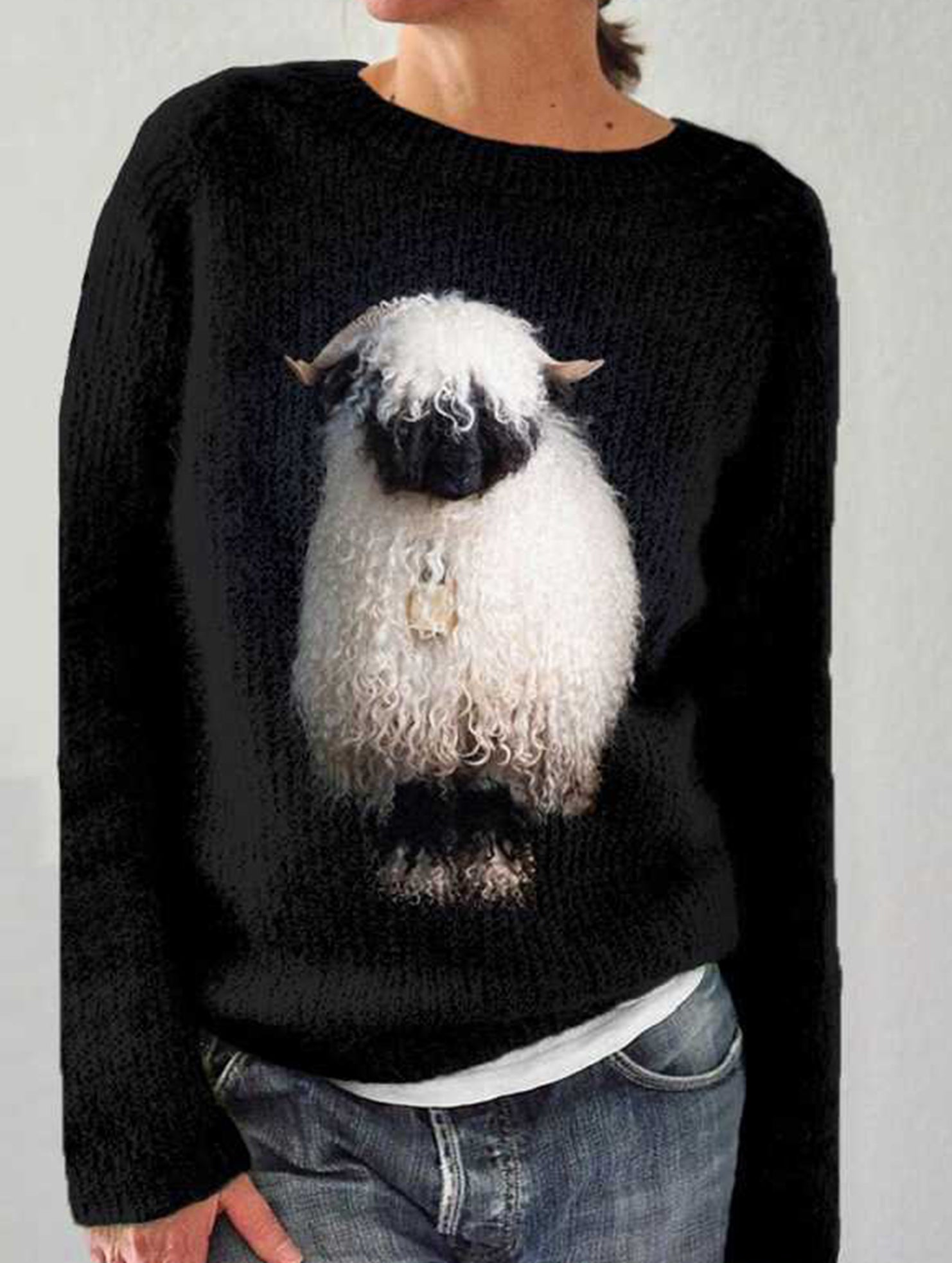 Casual loose long-sleeved knit sweater