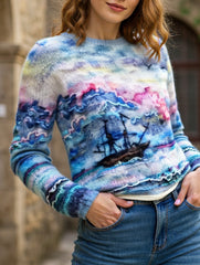 Casual loose long-sleeved knit sweater