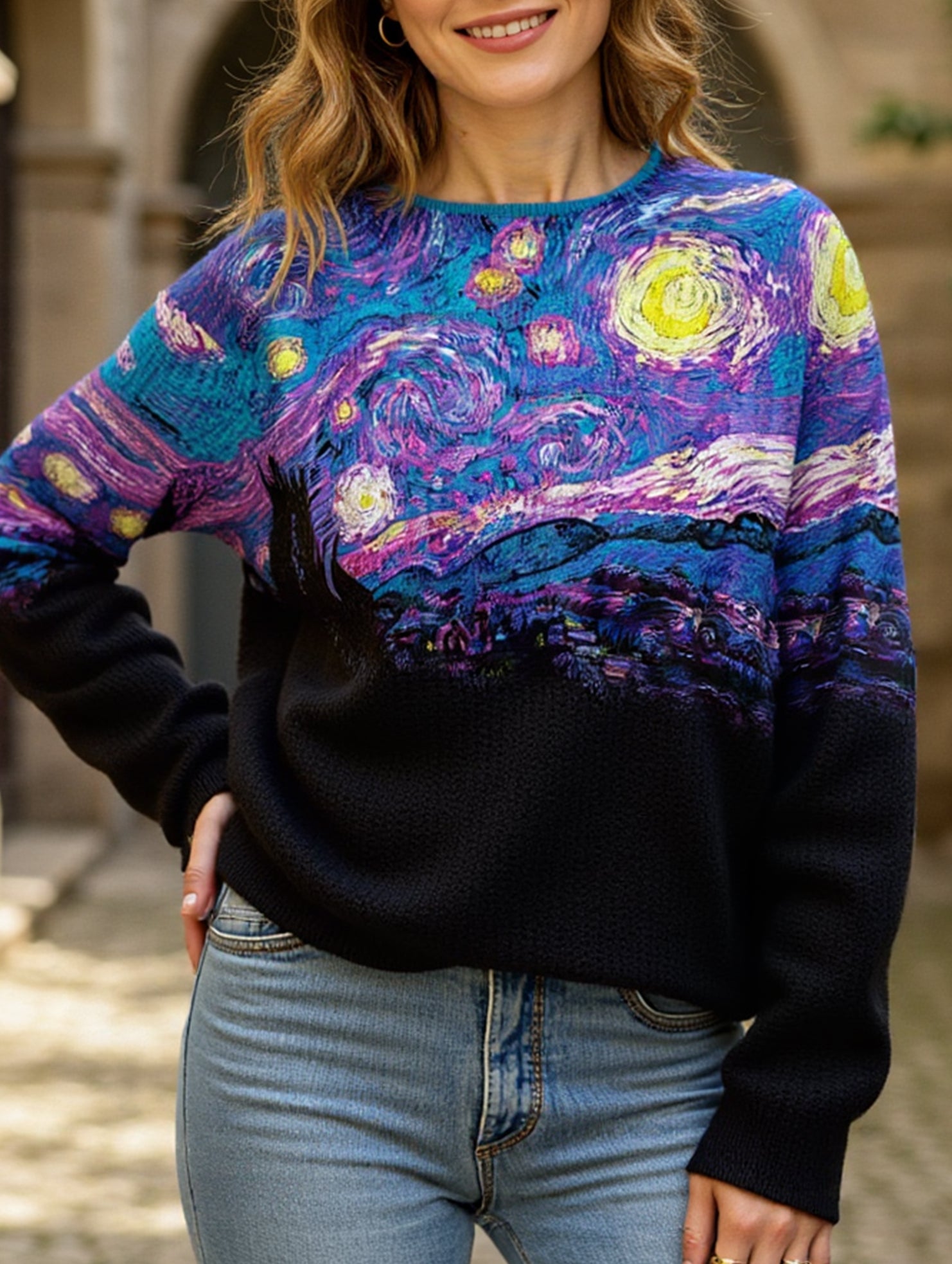 Casual loose long-sleeved knit sweater