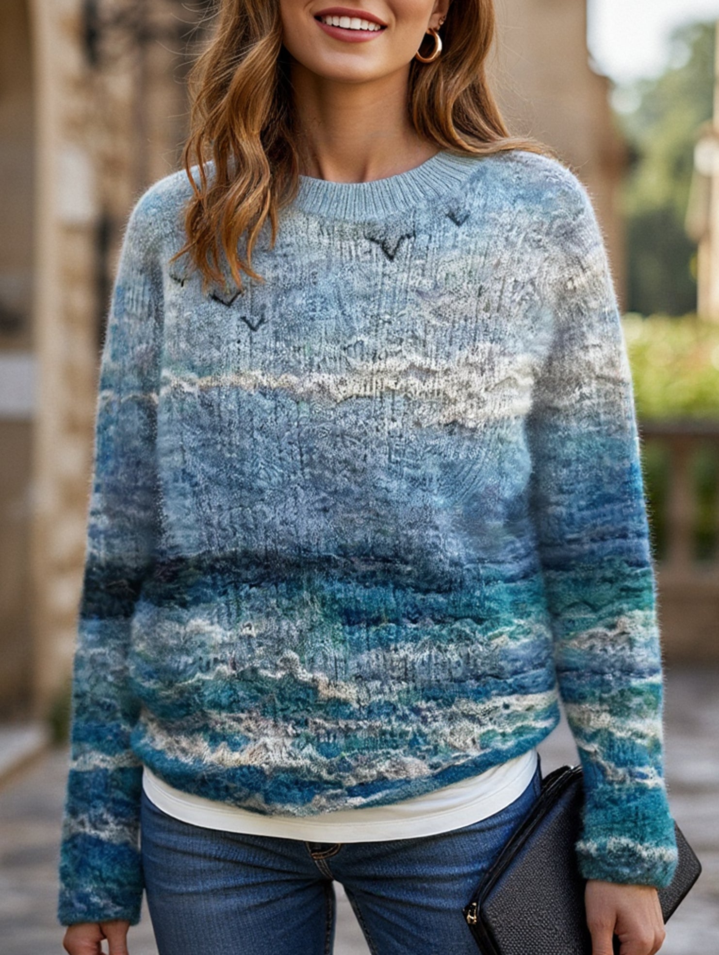 Casual loose long-sleeved knit sweater