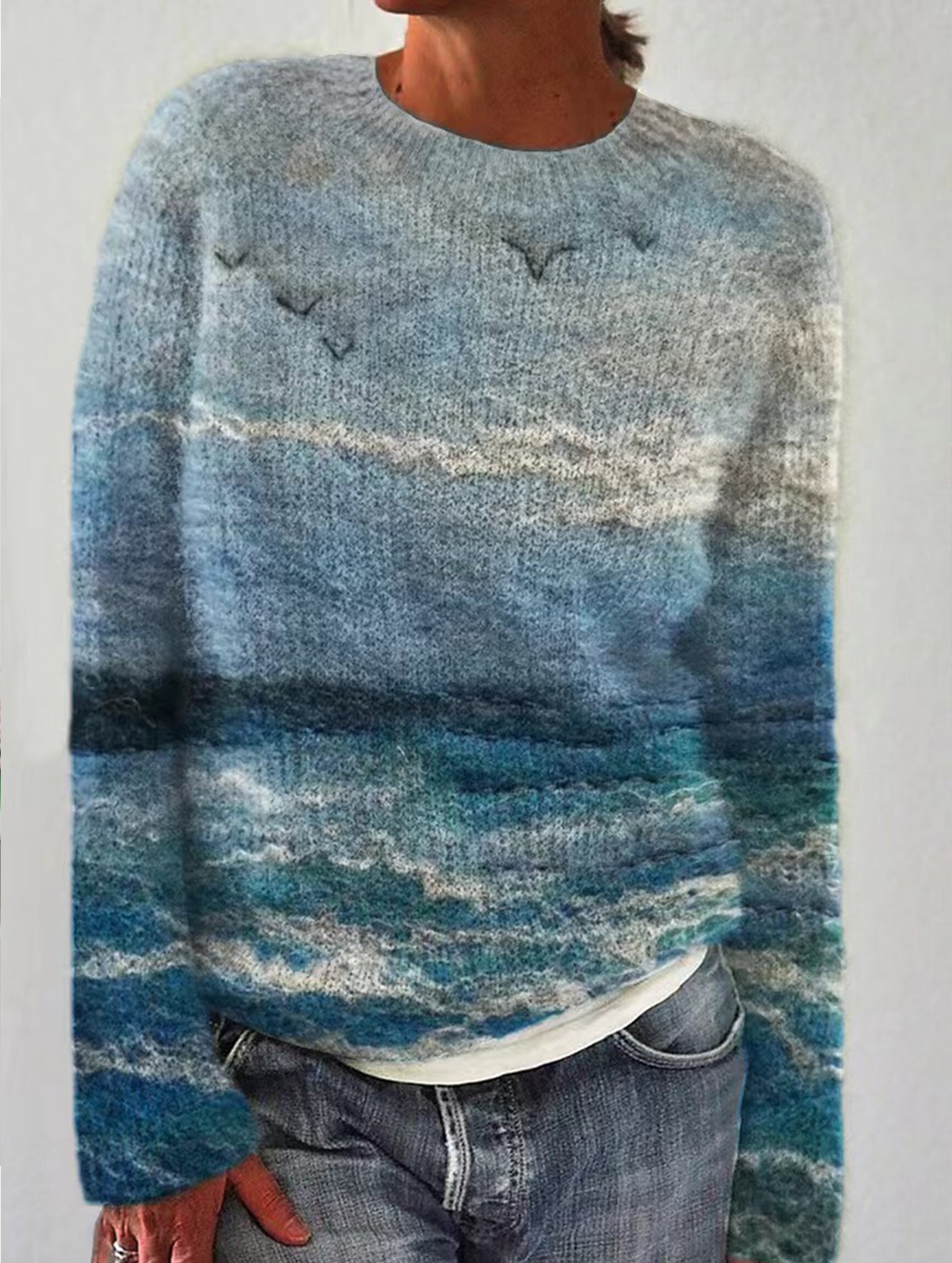 Casual loose long-sleeved knit sweater