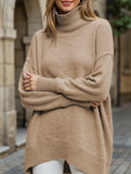 Classic turtleneck loose-fitting knit sweater