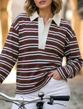 Stylish loose striped long-sleeved top