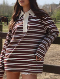 Stylish loose striped long-sleeved top