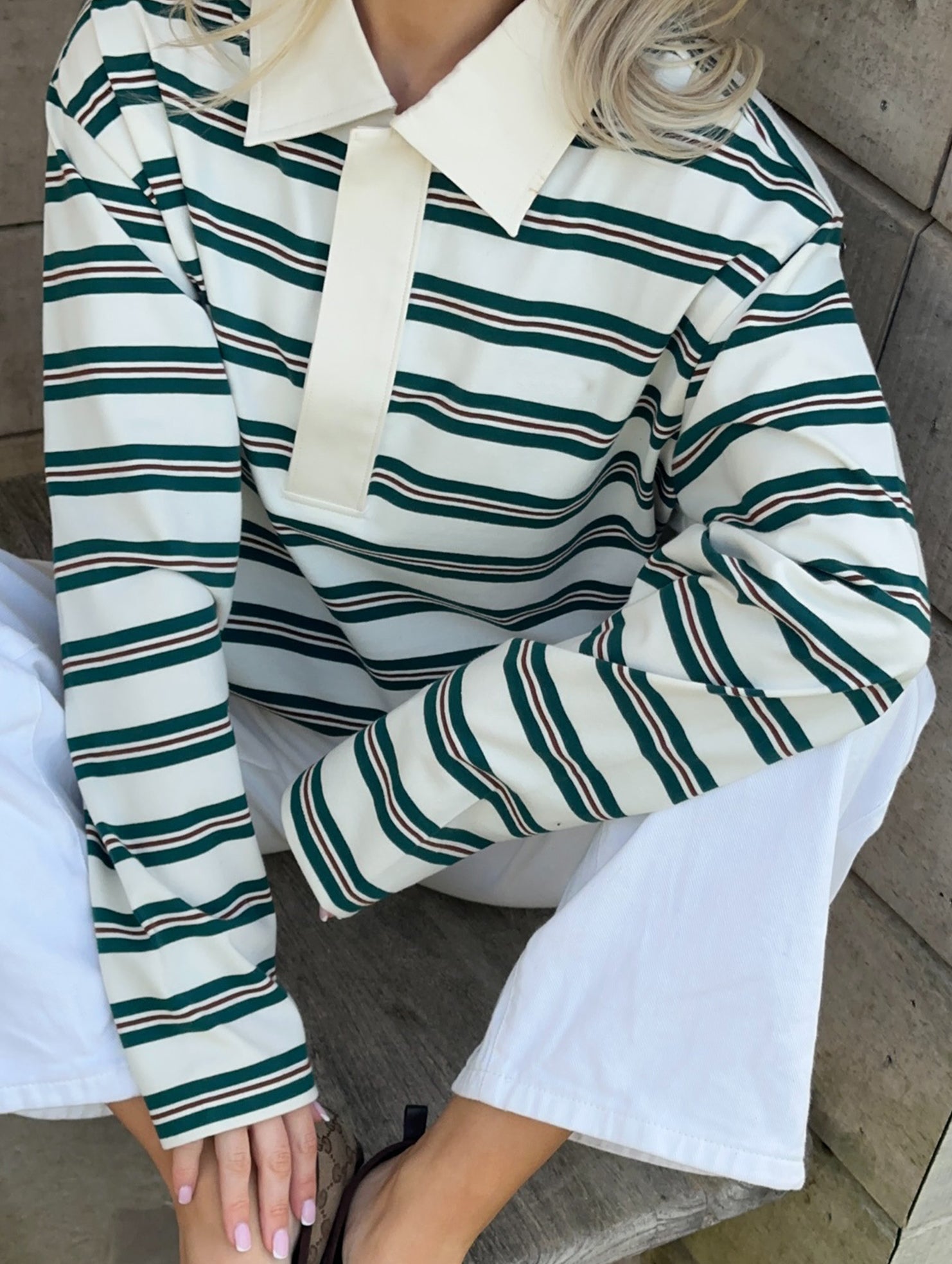 Stylish loose striped long-sleeved top