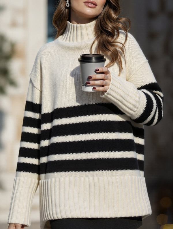 Versatile pullover mid-length knit sweater