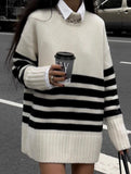 Versatile pullover mid-length knit sweater