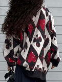 Retro winter diamond knit sweater