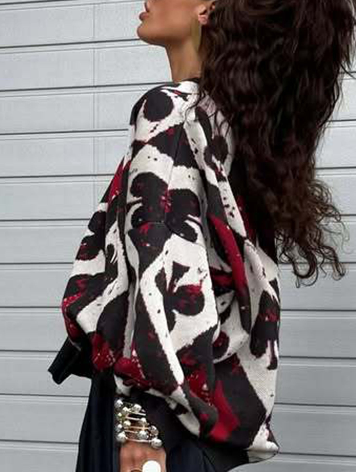 Retro winter diamond knit sweater