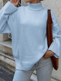 Casual solid color long-sleeved sweater