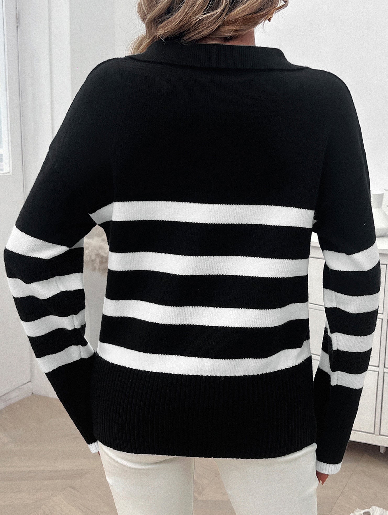 Casual striped long-sleeved women's sweater