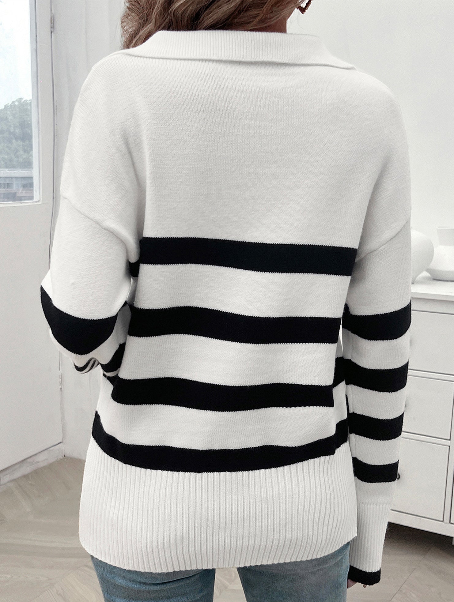 Casual striped long-sleeved women's sweater
