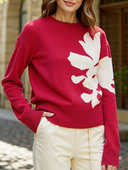 Christmas color-blocked crew neck sweater
