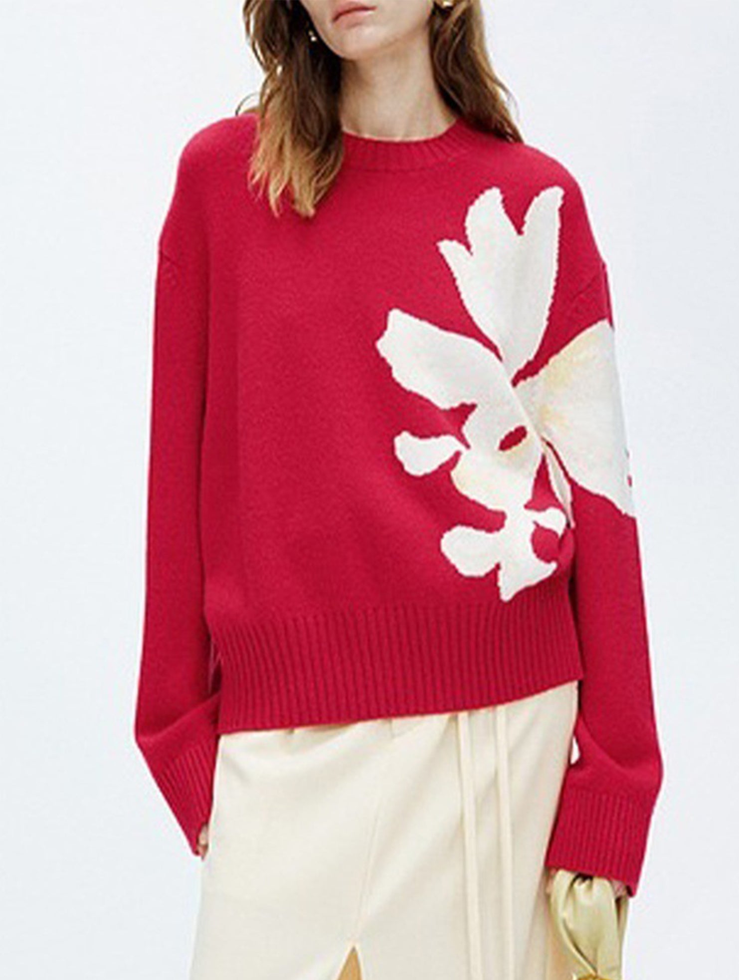 Christmas color-blocked crew neck sweater