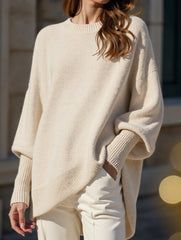 Crew neck pullover loose-fitting casual knit sweater