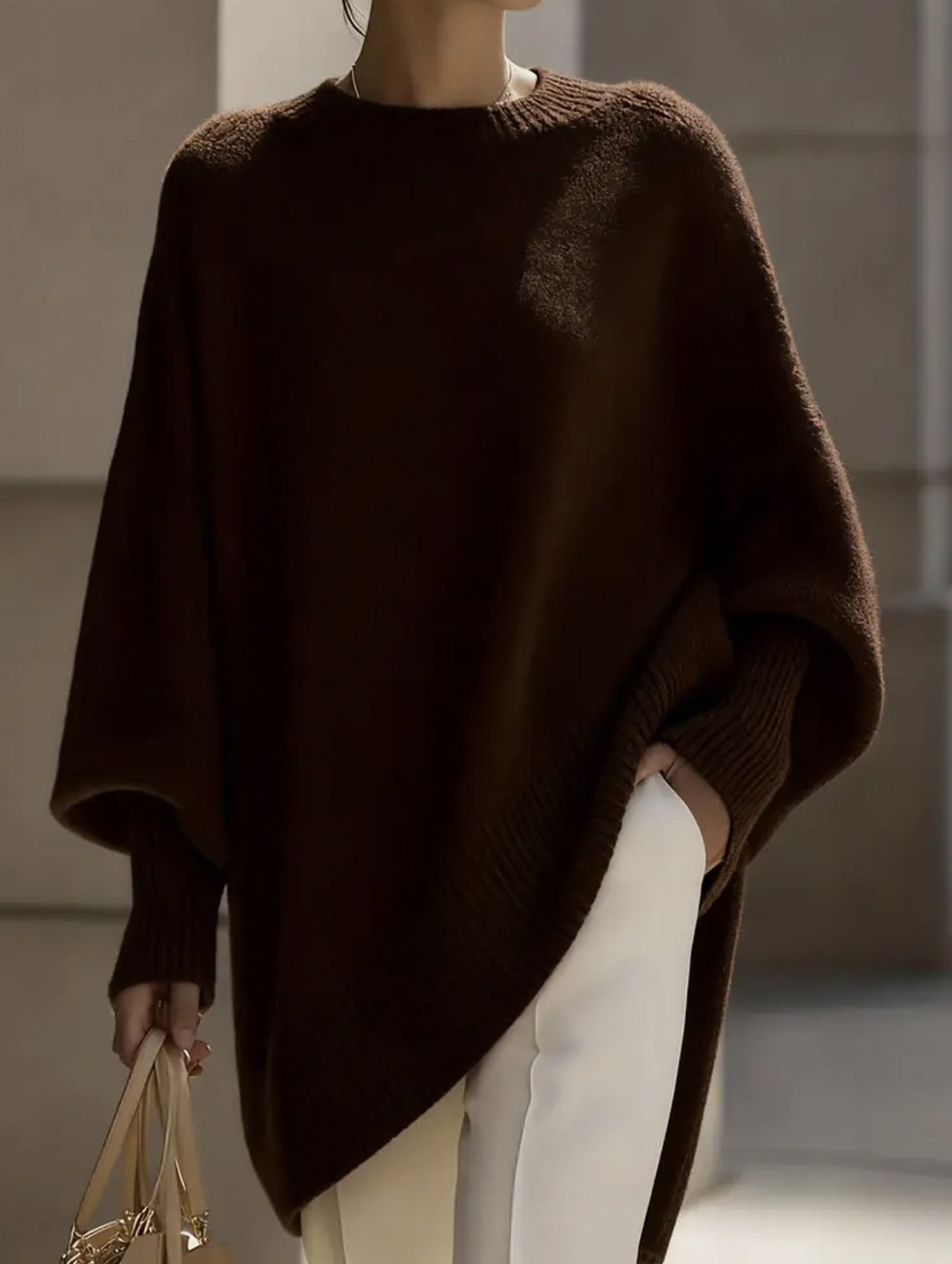 Crew neck pullover loose-fitting casual knit sweater