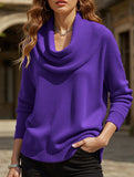 Solid color long-sleeved top sweater