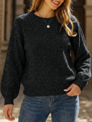 Sparkling silk puff sleeve sweater