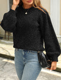 Sparkling silk puff sleeve sweater