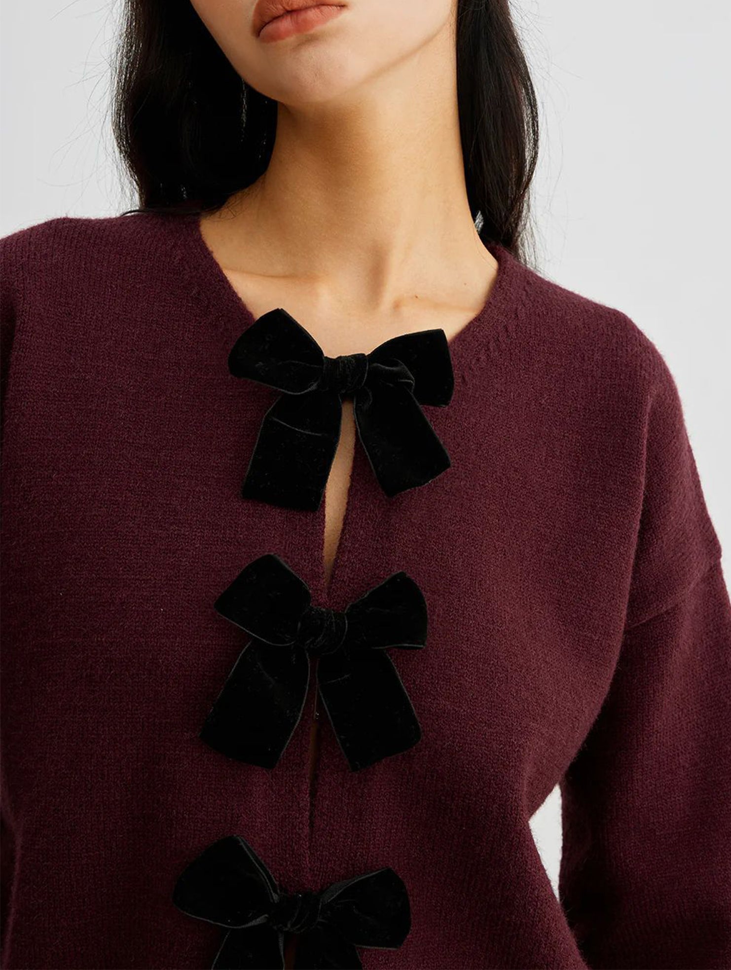 Stylish knit sweater with bow