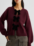 Stylish knit sweater with bow