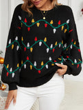 Christmas lights sweet pullover loose knit sweater