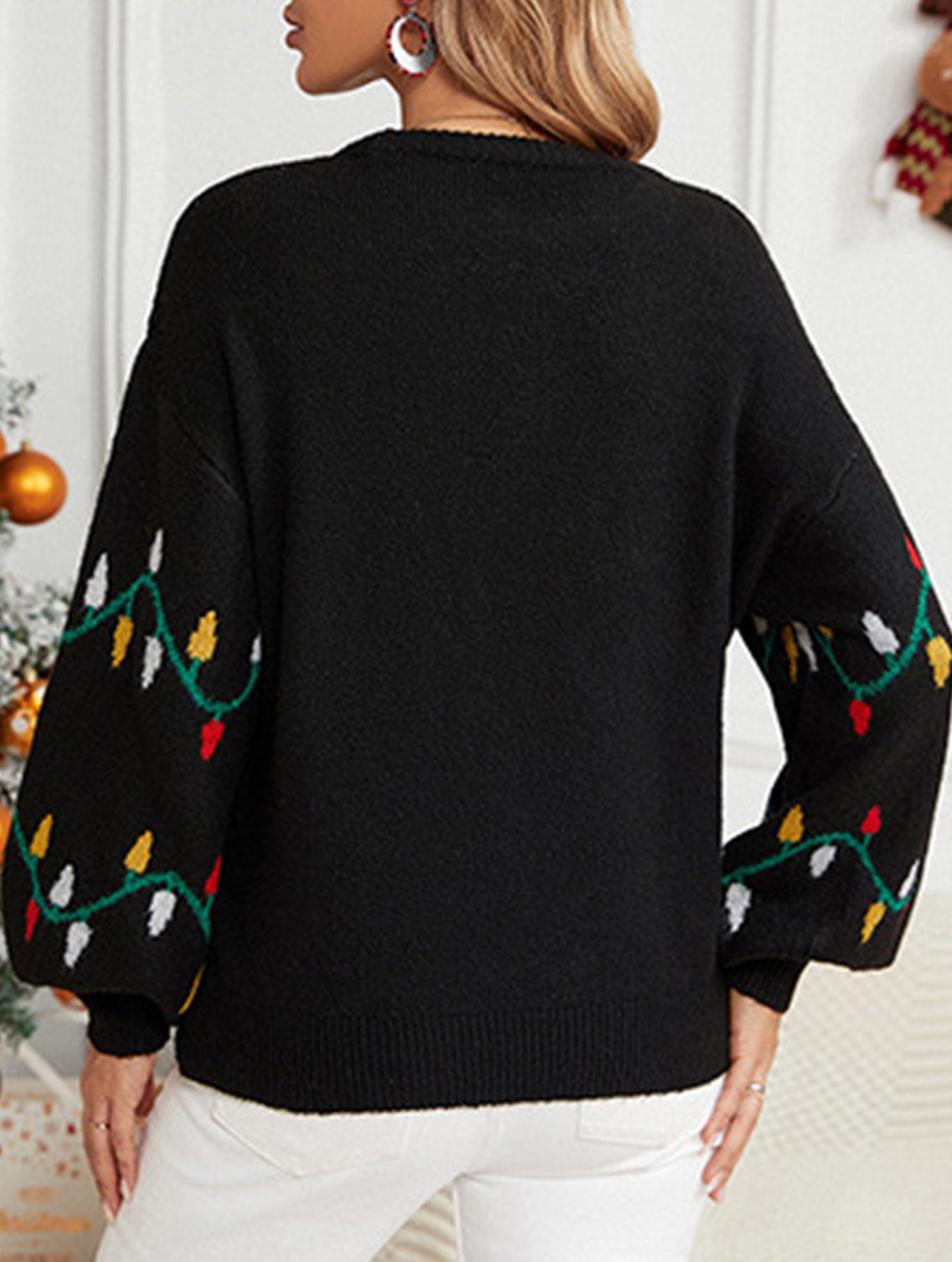 Christmas lights sweet pullover loose knit sweater