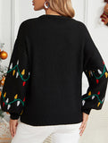 Christmas lights sweet pullover loose knit sweater